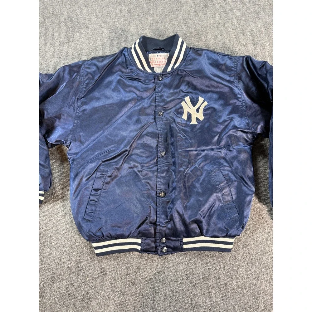 Vintage New York Yankees Jacket Youth Large Blue MLB Baseball Genuine Stuff‎ 90s